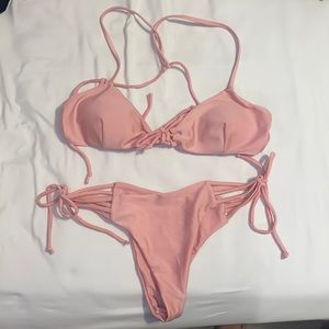 Blush pink strappy bikini